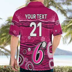 Custom Text And Number Australia Sixers Cricket Hawaiian Shirt Indigenous