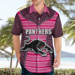 NRL Panthers Hawaiian Shirt Mix Dot Aboriginal Pink Version