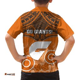 Giants Football Hawaiian Shirt GWS Aboriginal Mix Polynesian Pattern