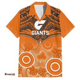 Giants Football Hawaiian Shirt GWS Aboriginal Mix Polynesian Pattern