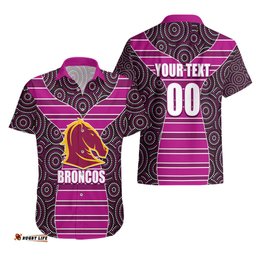 NRL Boncos Hawaiian Shirt Mix Dot Aboriginal Pink Version