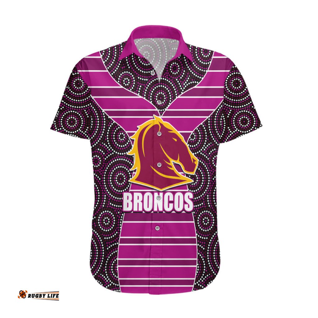 NRL Boncos Hawaiian Shirt Mix Dot Aboriginal Pink Version