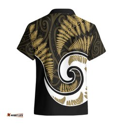 New Zealand Hawaiian Shirt Maori With Silver Fern Gold