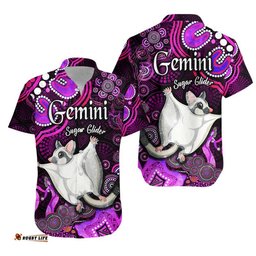 Australian Astrology Hawaiian Shirt Gemini Sugar Glider Zodiac Aboriginal Vibes Pink