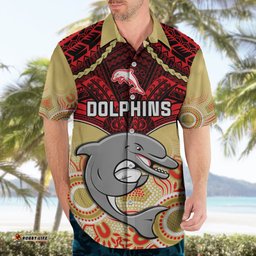 Dolphins Rugby Hawaiian Shirt Aboriginal Mix Polynesian Pattern