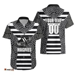 AFL Magpies Hawaiian Shirt Mix Dot Aboriginal