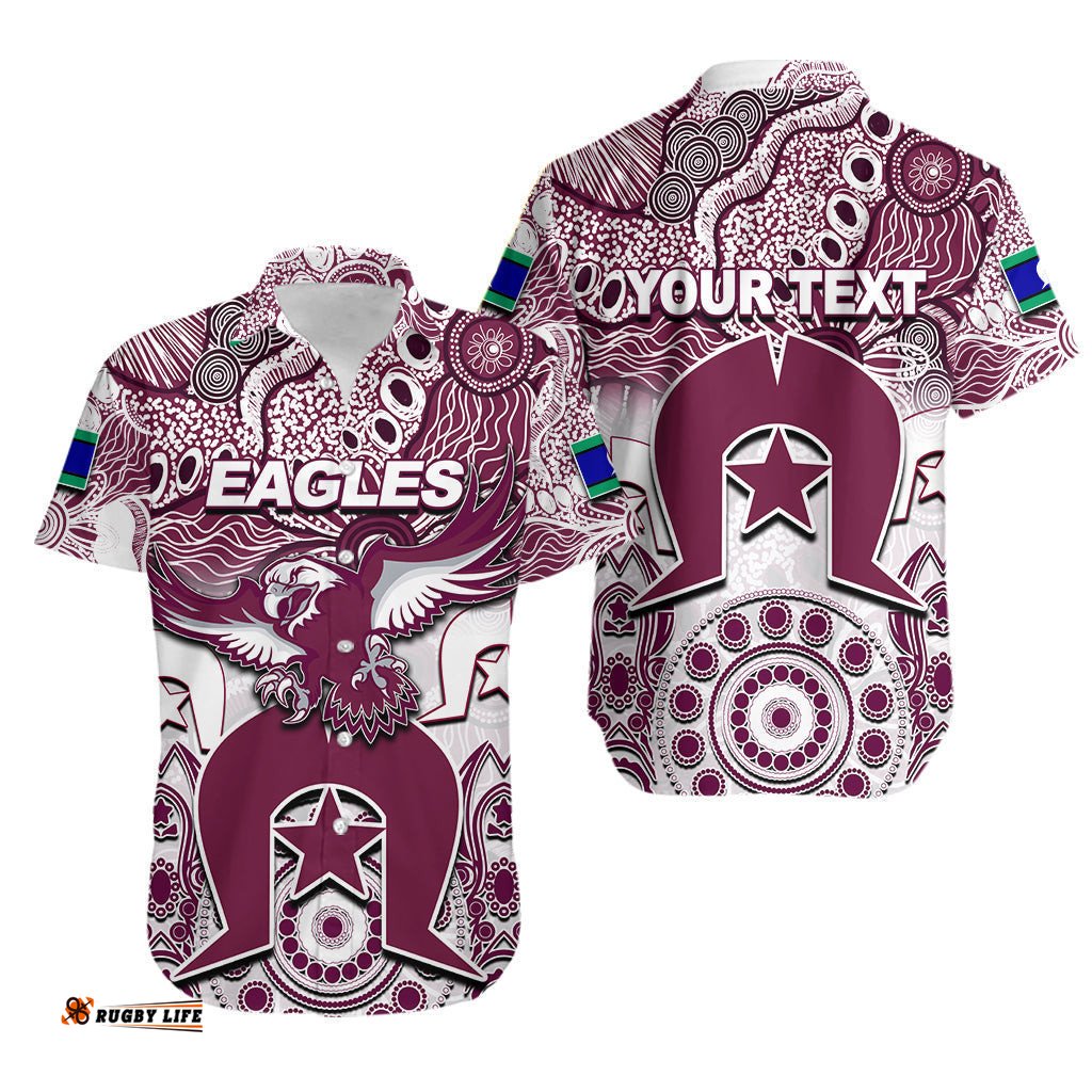 Custom Personalised Sea Eagles Torres Strait Islanders Mix Aboriginal Hawaiaan Shirt