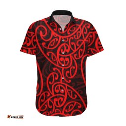 New Zealand Hawaiian Shirt Maori Pattern Red