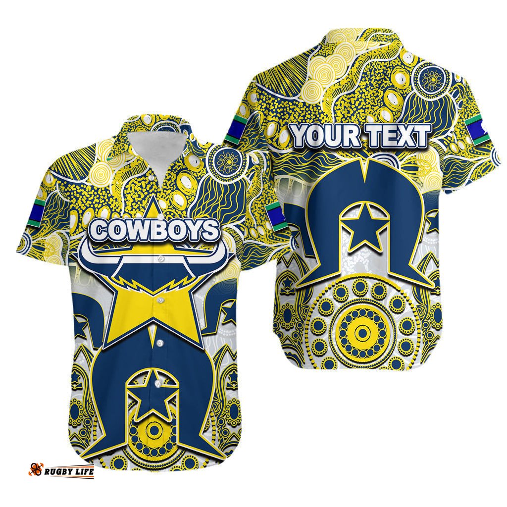 Custom Personalised Cowboys Torres Strait Islanders Mix Aboriginal Hawaiaan Shirt
