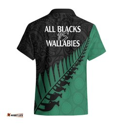 Australia Wallabies and Aotearoa Rugby Hawaiian Shirt Kangaroo Black Fern Maori Green Vibe