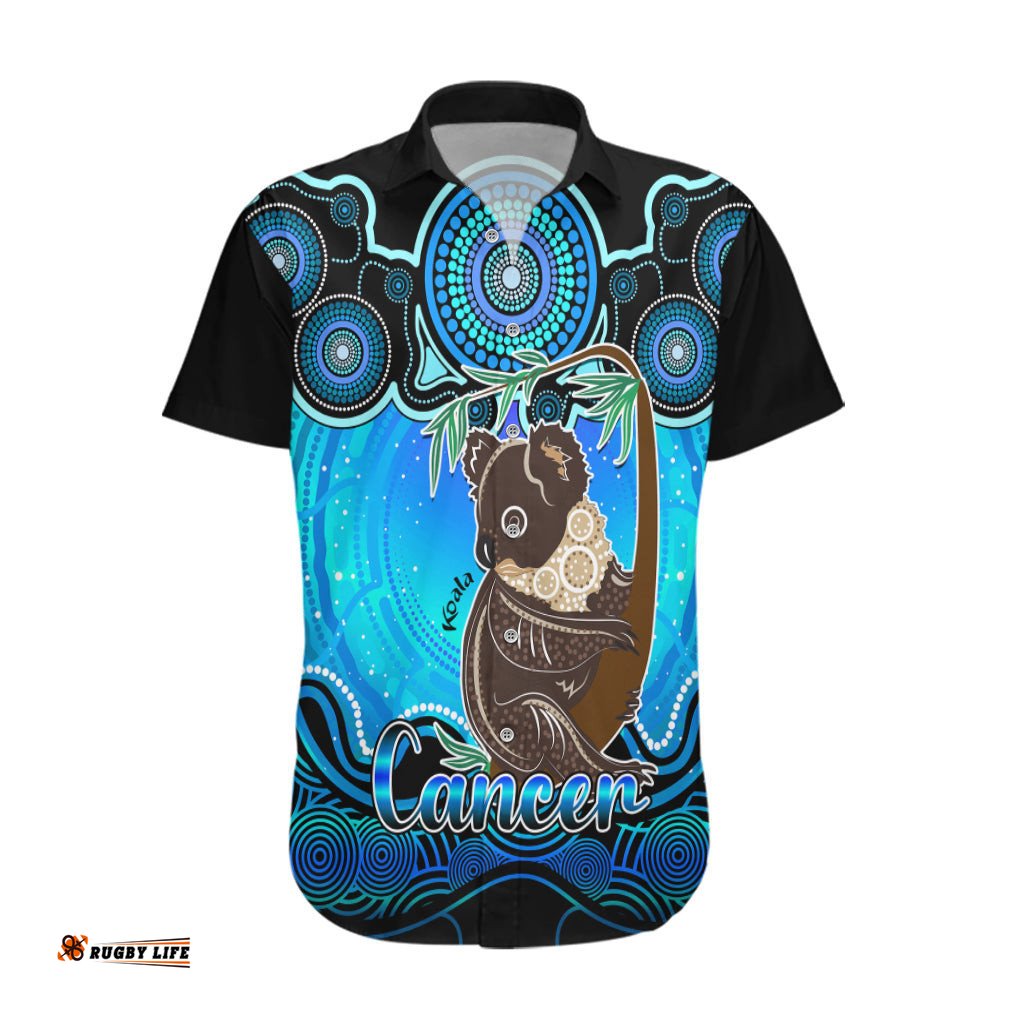 Personalised Australia Cancer Koala Zodiac Hawaiian Shirt Auz Astrology Aboriginal Aqua