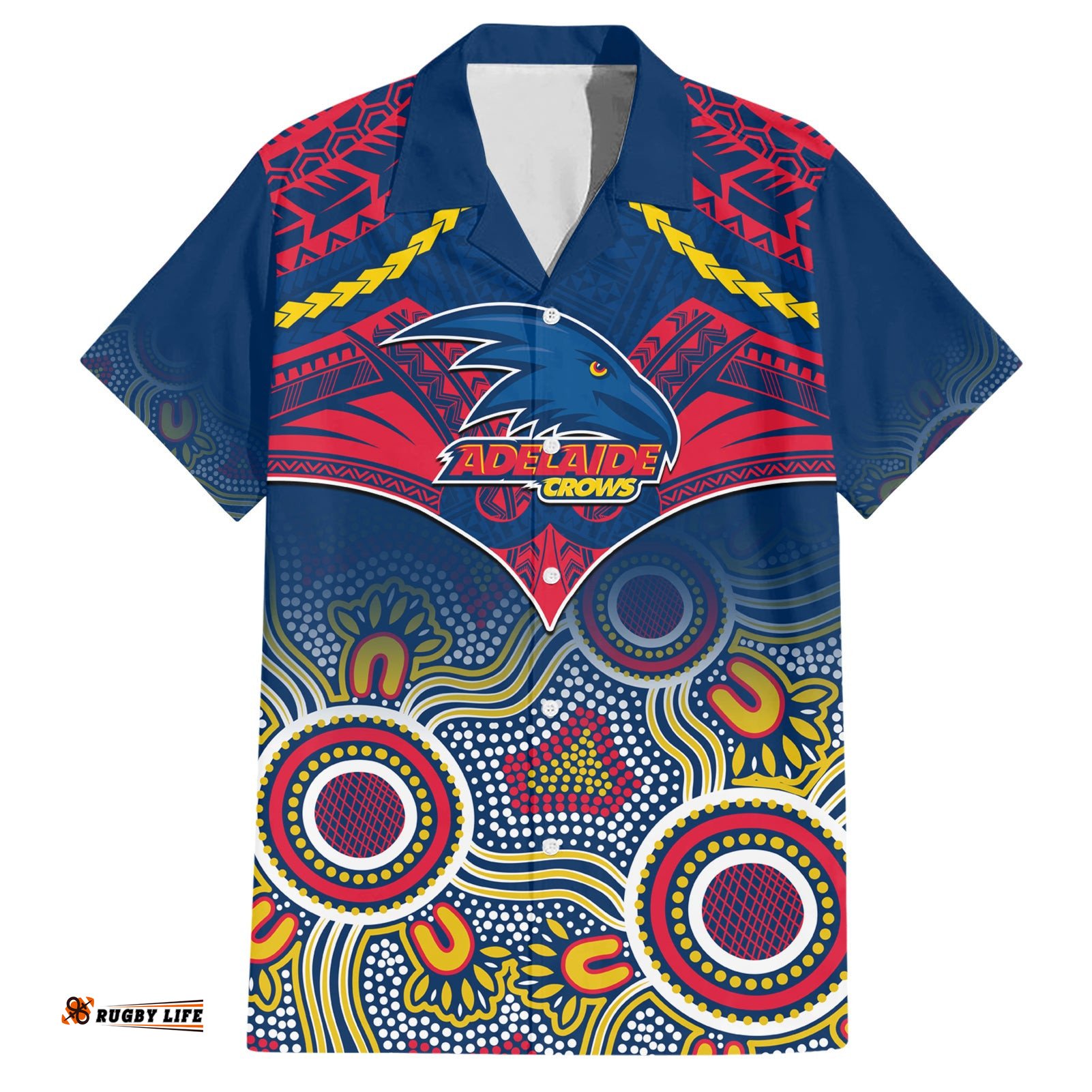 Personalised Adelaide Crows Football Hawaiian Shirt Aboriginal Mix Polynesian Pattern