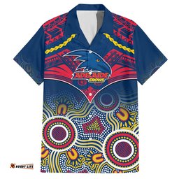 Personalised Adelaide Crows Football Hawaiian Shirt Aboriginal Mix Polynesian Pattern