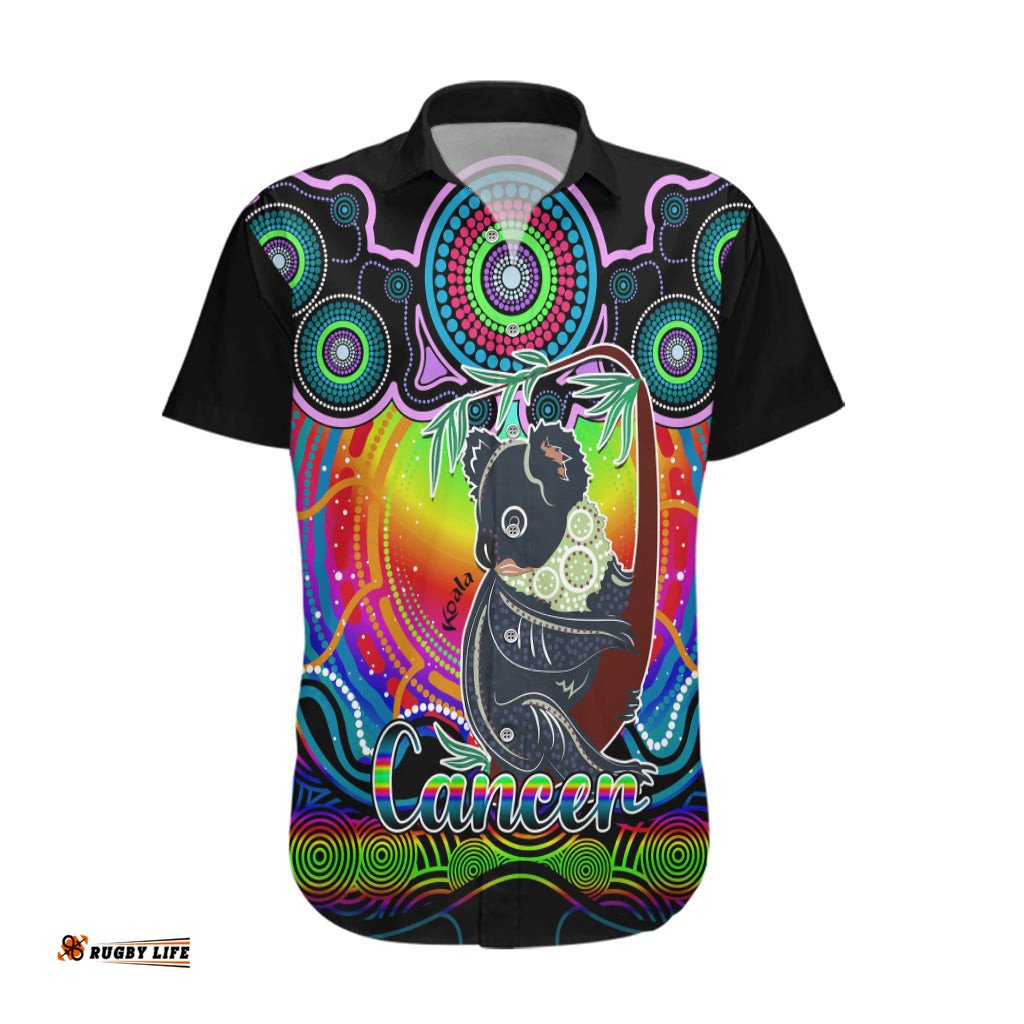 Personalised Australia Cancer Koala Zodiac Hawaiian Shirt Auz Astrology Aboriginal Rainbow