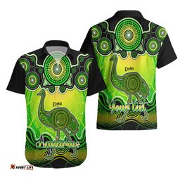 Personalised Australia Aquarius Emu Zodiac Hawaiian Shirt Auz Astrology Aboriginal Green