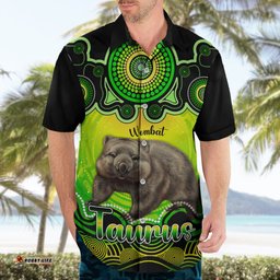 Personalised Australia Taurus Wombat Zodiac Hawaiian Shirt Auz Astrology Aboriginal Green