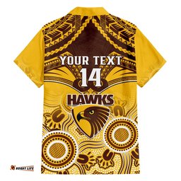 Personalised Hawthorn Football Hawaiian Shirt Hawks Aboriginal Mix Polynesian Pattern