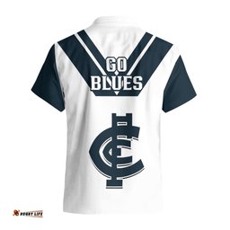 Carlton Football Hawaiian Shirt Go Blues White Simple Style