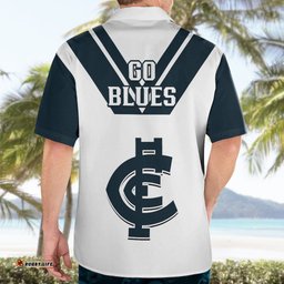 Carlton Football Hawaiian Shirt Go Blues White Simple Style