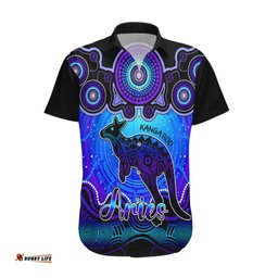 Personalised Australia Aries Kangaroo Zodiac Hawaiian Shirt Auz Astrology Aboriginal Blue