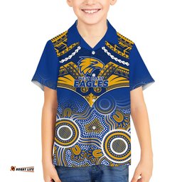 West Coast Football Hawaiian Shirt Eagles Aboriginal Mix Polynesian Pattern