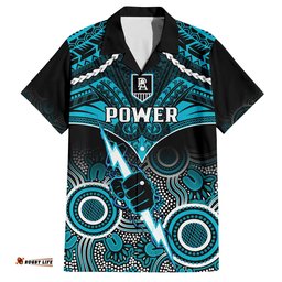 Port Adelaide Football Hawaiian Shirt Power Aboriginal Mix Polynesian Pattern