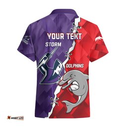 Personalised Storm Mix Dolphins Rugby Hawaiian Shirt Sporty Version
