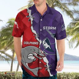 Personalised Storm Mix Dolphins Rugby Hawaiian Shirt Sporty Version