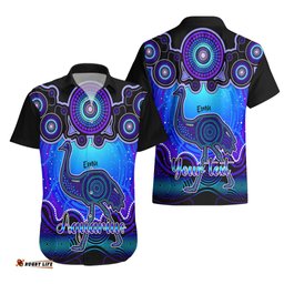 Personalised Australia Aquarius Emu Zodiac Hawaiian Shirt Auz Astrology Aboriginal Blue