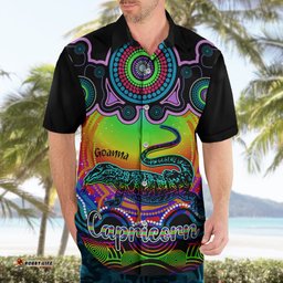 Personalised Australia Capricorn Goanna Zodiac Hawaiian Shirt Auz Astrology Aboriginal Rainbow