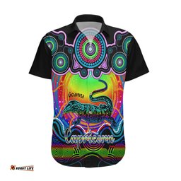 Personalised Australia Capricorn Goanna Zodiac Hawaiian Shirt Auz Astrology Aboriginal Rainbow