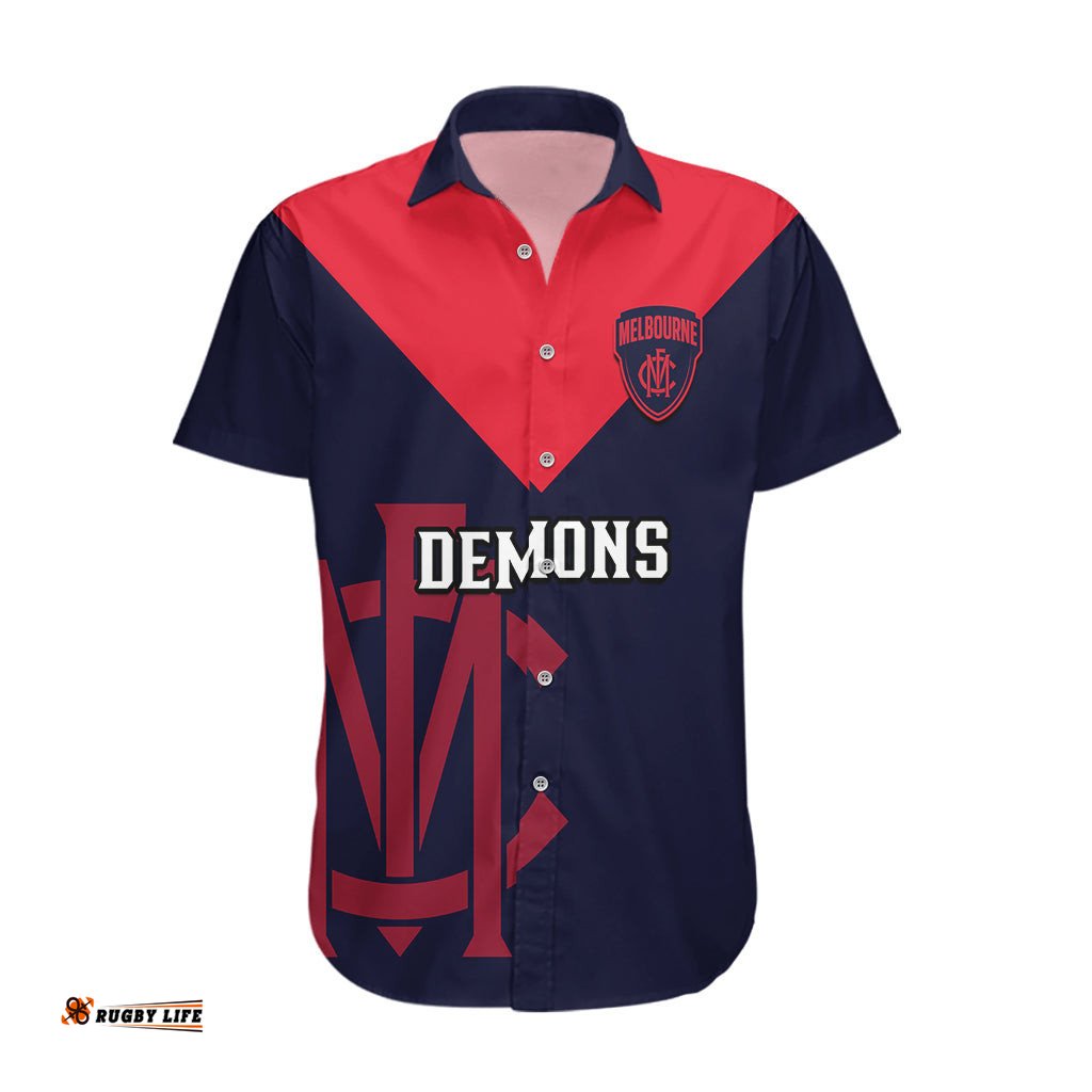 Personalised Melbourne Football Hawaiian Shirt Go Demons Sporty Style
