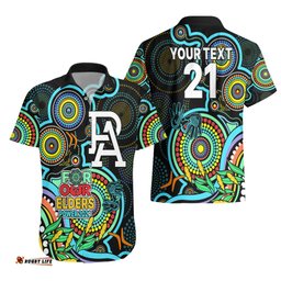 Custom Port Adelaide Football Aboriginal Art Hawaiian Shirt NAIDOC Indigenous Tribal