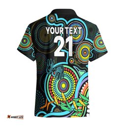 Custom Port Adelaide Football Aboriginal Art Hawaiian Shirt NAIDOC Indigenous Tribal