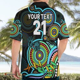 Custom Port Adelaide Football Aboriginal Art Hawaiian Shirt NAIDOC Indigenous Tribal