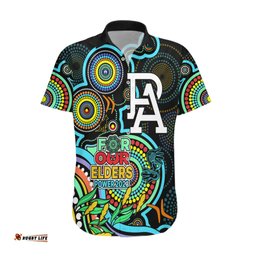 Custom Port Adelaide Football Aboriginal Art Hawaiian Shirt NAIDOC Indigenous Tribal