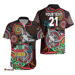 Custom Bombers Football Aboriginal Art Hawaiian Shirt NAIDOC Indigenous Tribal