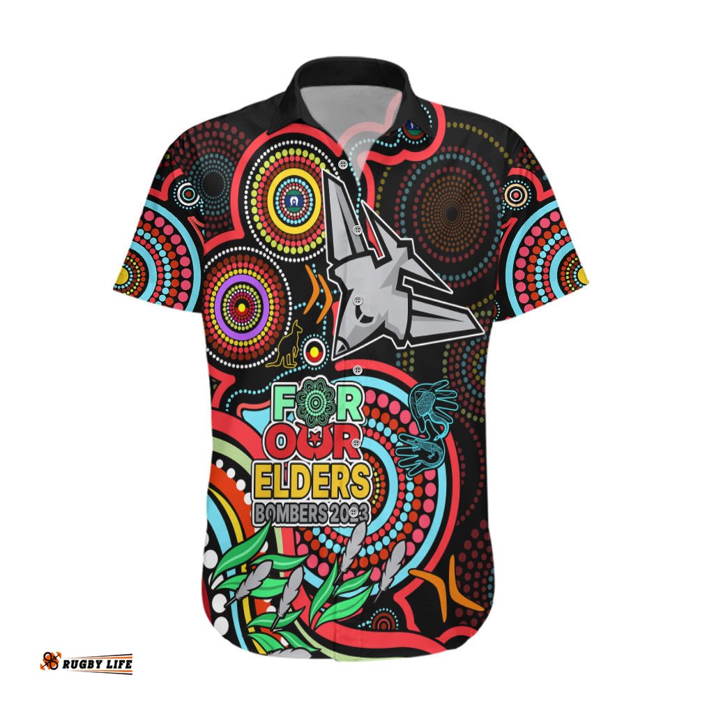 Custom Bombers Football Aboriginal Art Hawaiian Shirt NAIDOC Indigenous Tribal