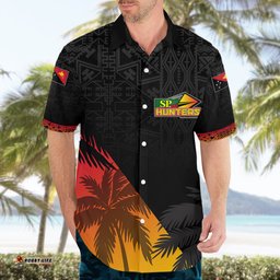 Personalised PNG Hunters Rugby Hawaiian Shirt Palm Trees Simple