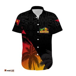 Personalised PNG Hunters Rugby Hawaiian Shirt Palm Trees Simple