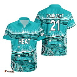 Custom Text And Number Australia Heat Cricket Hawaiian Shirt Indigenous