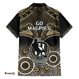 Collingwood Football Hawaiian Shirt Go Magpies Aboriginal Mix Polynesian Pattern