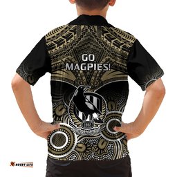 Collingwood Football Hawaiian Shirt Go Magpies Aboriginal Mix Polynesian Pattern