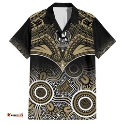 Collingwood Football Hawaiian Shirt Go Magpies Aboriginal Mix Polynesian Pattern