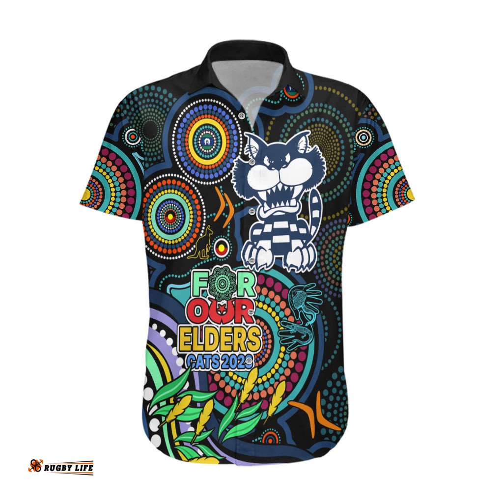 Custom Cats Football Aboriginal Art Hawaiian Shirt NAIDOC Indigenous Tribal