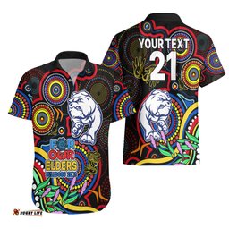 Custom Bulldogs Football Aboriginal Art Hawaiian Shirt NAIDOC Indigenous Tribal