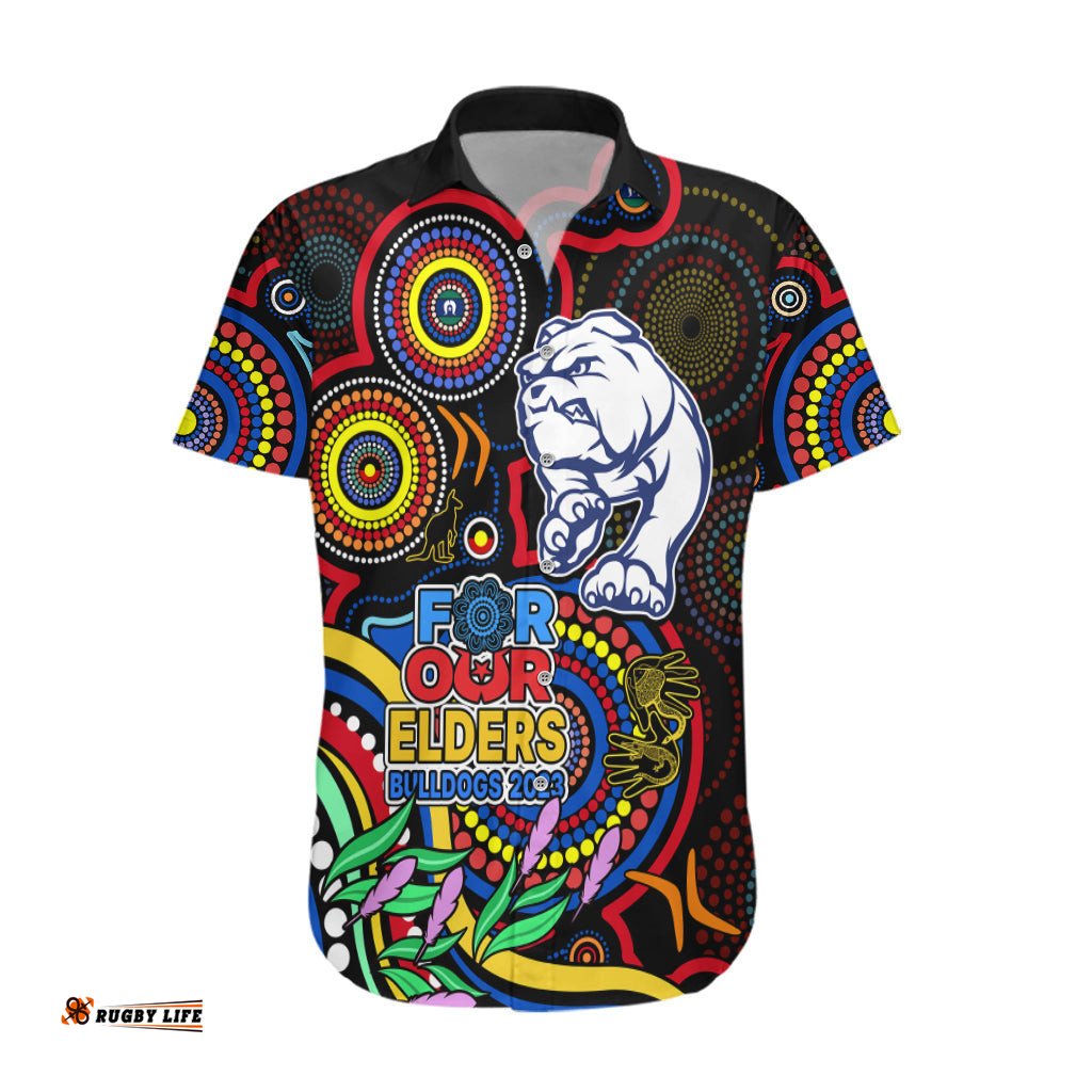 Custom Bulldogs Football Aboriginal Art Hawaiian Shirt NAIDOC Indigenous Tribal