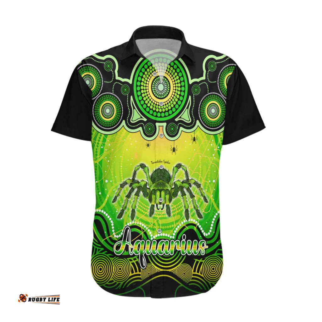 Personalised Australia Scorpio Tarantulas Spider Zodiac Hawaiian Shirt Auz Astrology Aboriginal Green