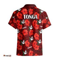 Tonga Rugby Hawaiian Shirt Polynesian Style With Hibiscus