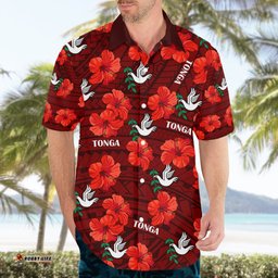 Tonga Rugby Hawaiian Shirt Polynesian Style With Hibiscus